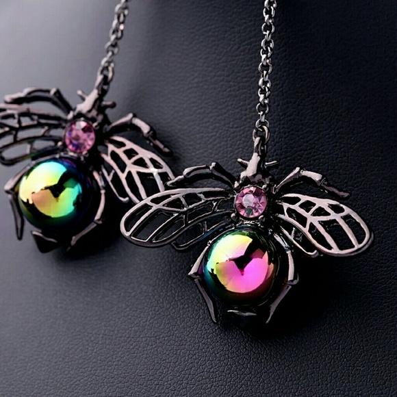 Iridescent Bees Dangle Earrings  Ear Jacket Style - Picture 5 of 6